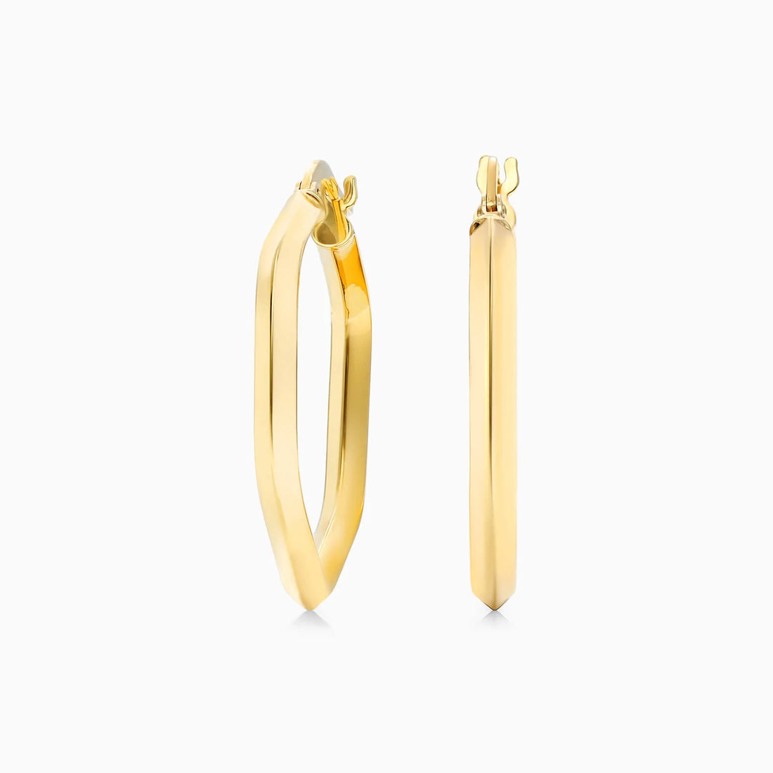 Brinco De Ouro Amarelo 18k Argola Eliptica De Luxo