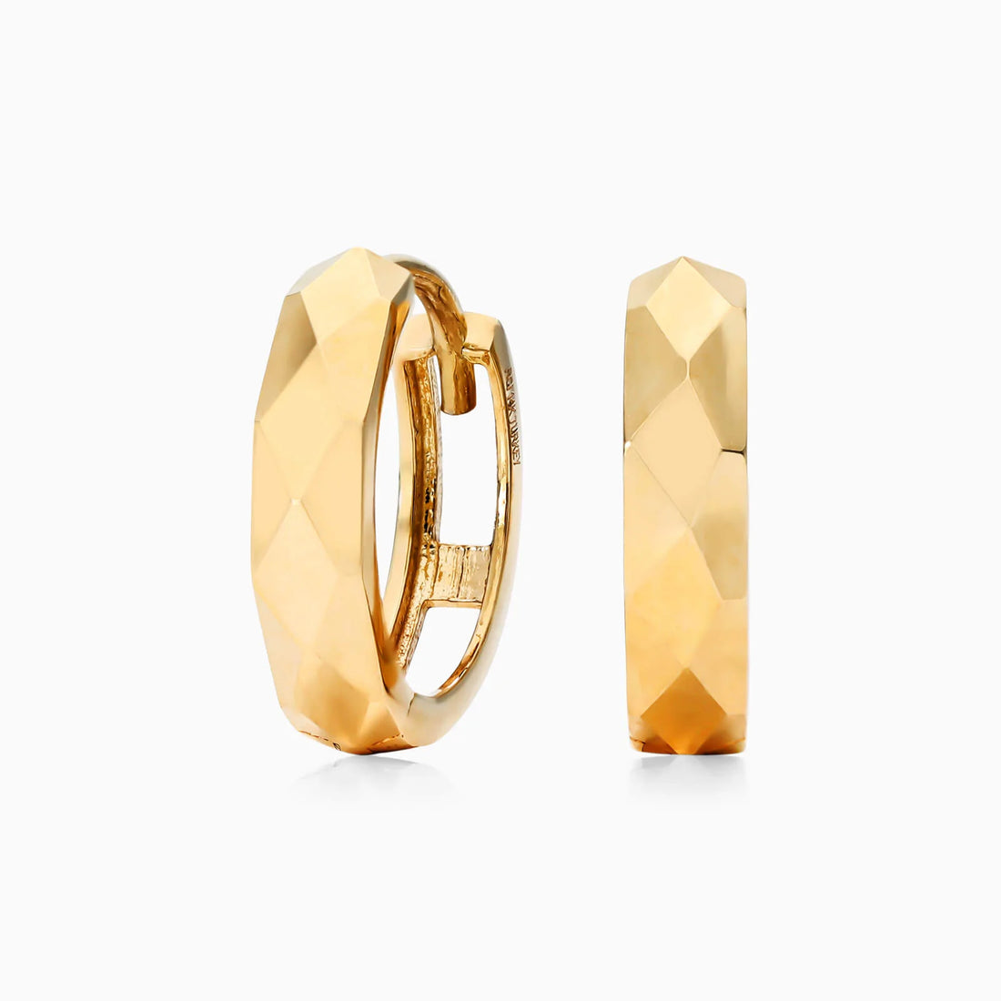 Brinco de Argola Facetados em Ouro 18k Amarelo de Luxo