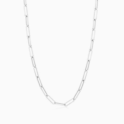 Corrente Feminina Elos De Clipes De Ouro Branco 18k De Luxo 3,9mm
