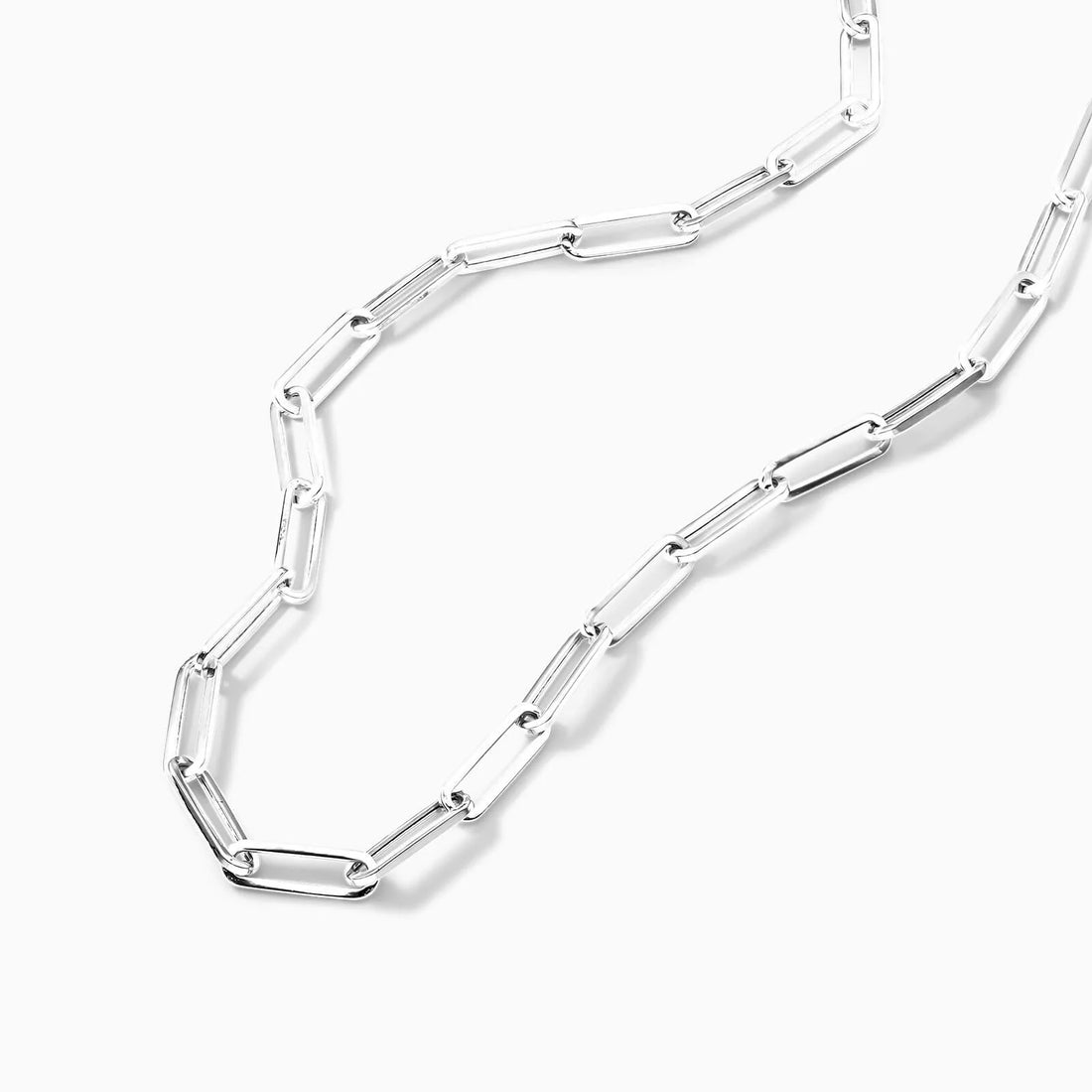 Corrente Feminina Elos De Clipes De Ouro Branco 18k De Luxo 3,9mm