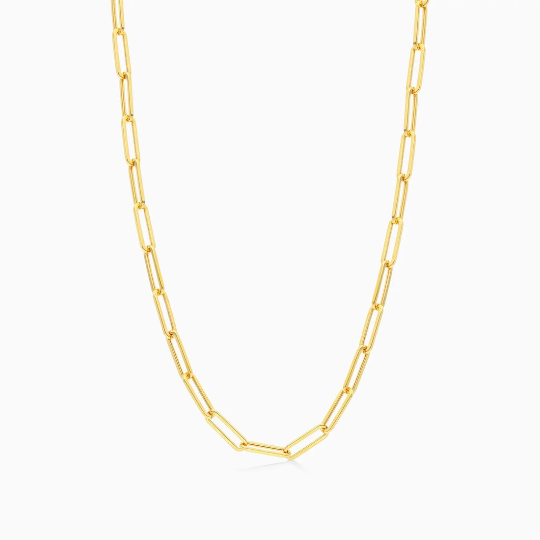 Corrente Feminina Elos De Clipes De Ouro Amarelo 18k De Luxo 3,9mm