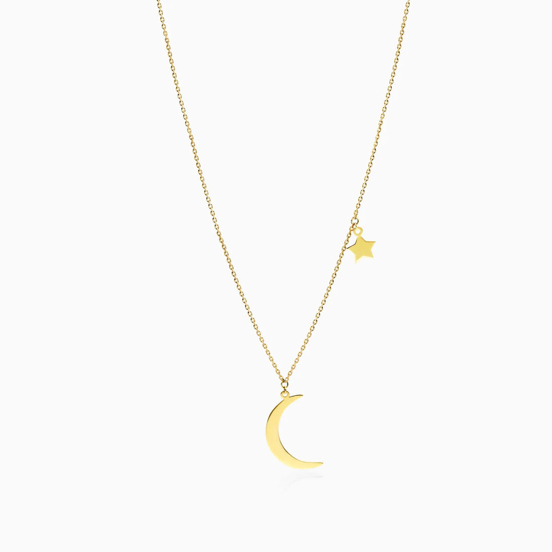 Corrente de Ouro Feminina 18k C/ Pingente Lua e Estrela