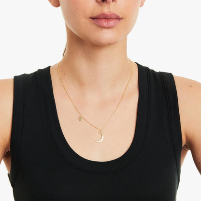 Corrente de Ouro Feminina 18k C/ Pingente Lua e Estrela