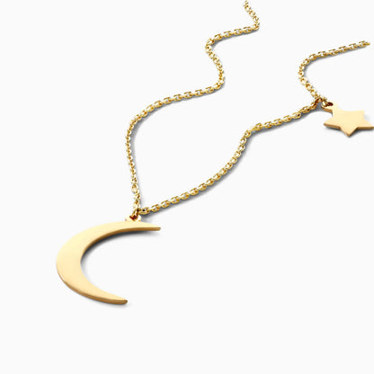 Corrente de Ouro Feminina 18k C/ Pingente Lua e Estrela