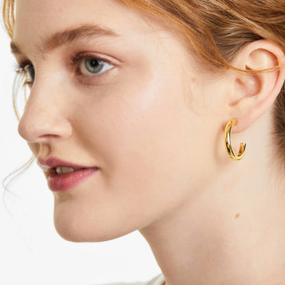 Brinco de Ouro 18k Feminino De Argola Aberta
