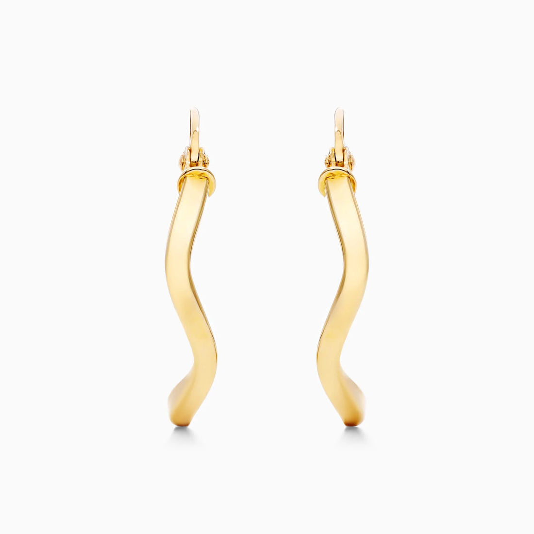Brinco de Argola Ondulado em Ouro 18k Feminino Luxo