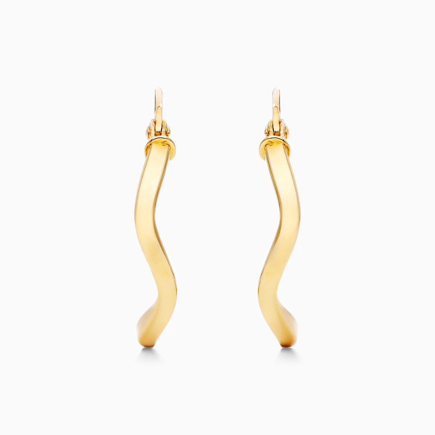 Brinco de Argola Ondulado em Ouro 18k Feminino Luxo
