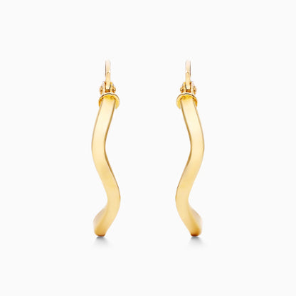 Brinco de Argola Ondulado em Ouro 18k Feminino Luxo