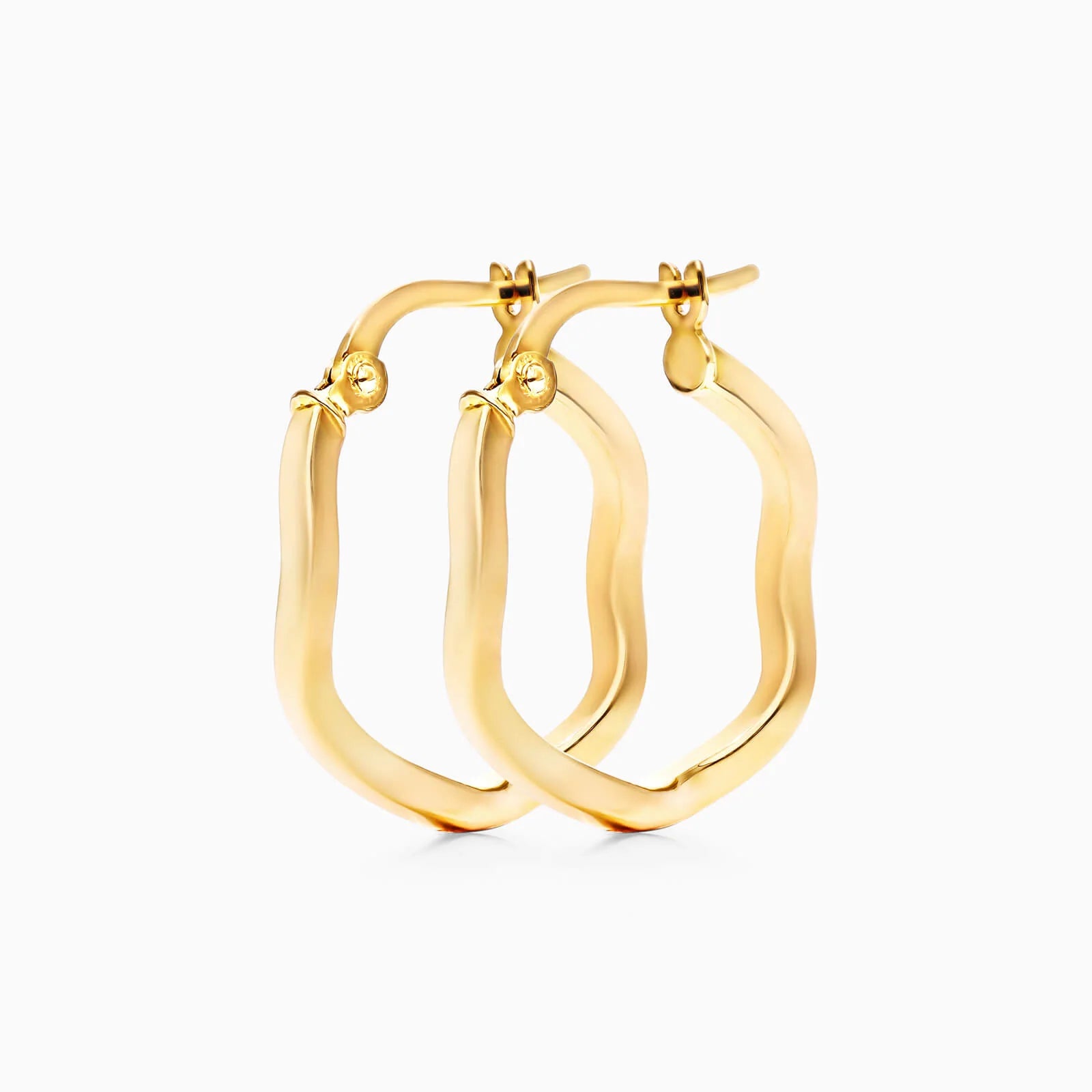 Brinco de Argola Ondulado em Ouro 18k Feminino Luxo