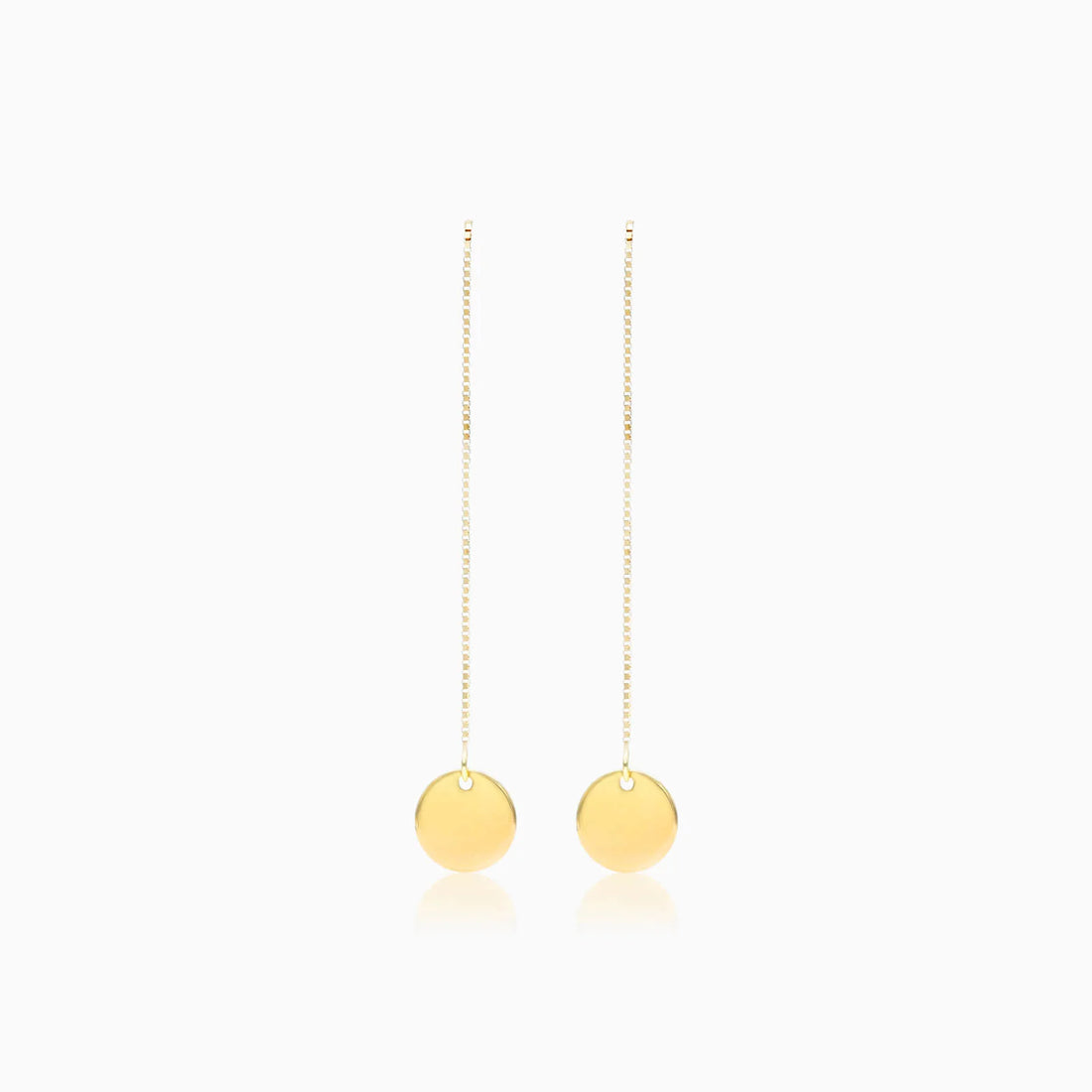 Brinco de Rosca em Disco de Ouro 18k Feminino Luxo