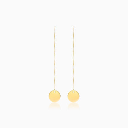Brinco de Rosca em Disco de Ouro 18k Feminino Luxo