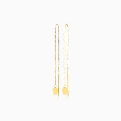 Brinco de Rosca em Disco de Ouro 18k Feminino Luxo