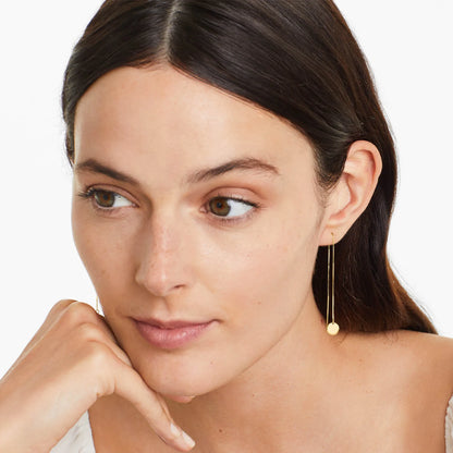 Brinco de Rosca em Disco de Ouro 18k Feminino Luxo