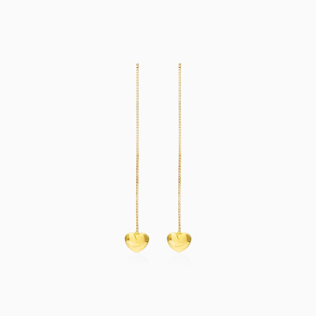 Brinco de Rosca Com Coraçao de Ouro 18k Feminino Luxo
