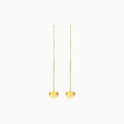 Brinco de Rosca Com Coraçao de Ouro 18k Feminino Luxo