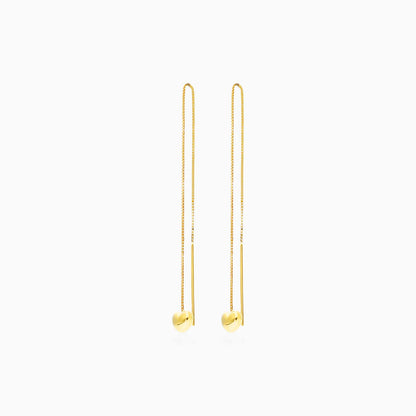 Brinco de Rosca Com Coraçao de Ouro 18k Feminino Luxo