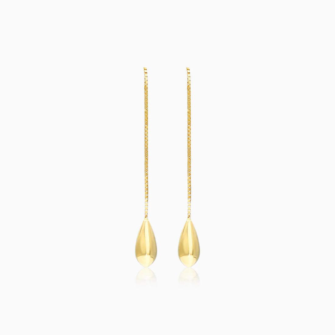 Brinco de Rosca Com Lagrima de Ouro 18k Feminino Luxo