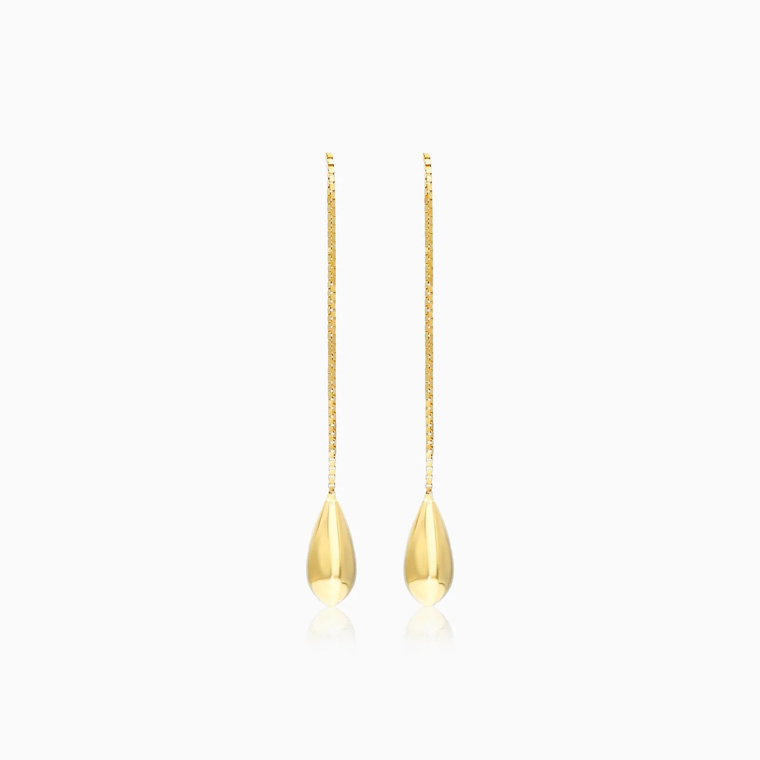 Brinco de Rosca Com Lagrima de Ouro 18k Feminino Luxo