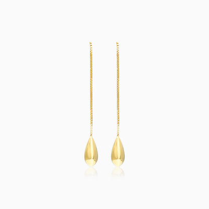 Brinco de Rosca Com Lagrima de Ouro 18k Feminino Luxo