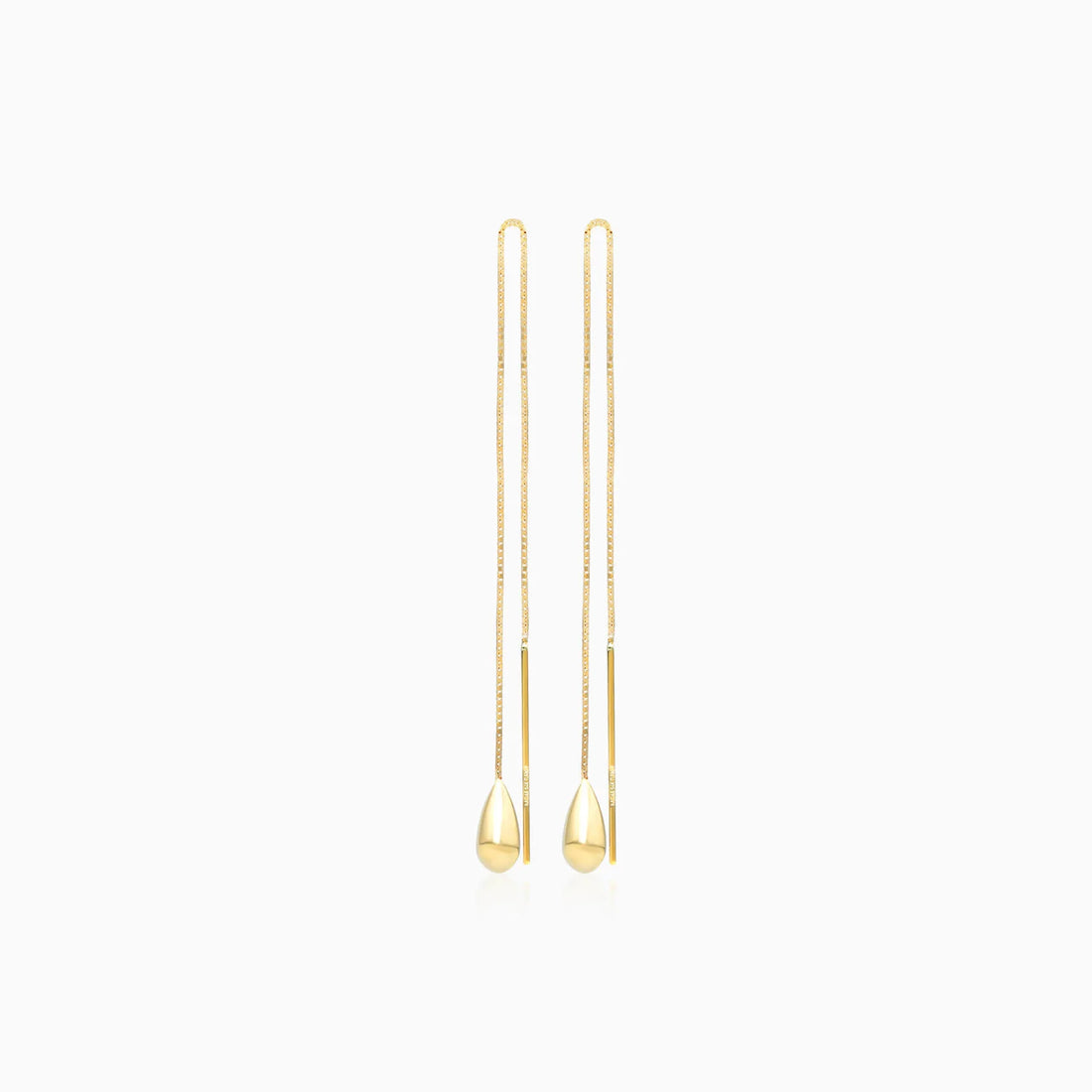 Brinco de Rosca Com Lagrima de Ouro 18k Feminino Luxo