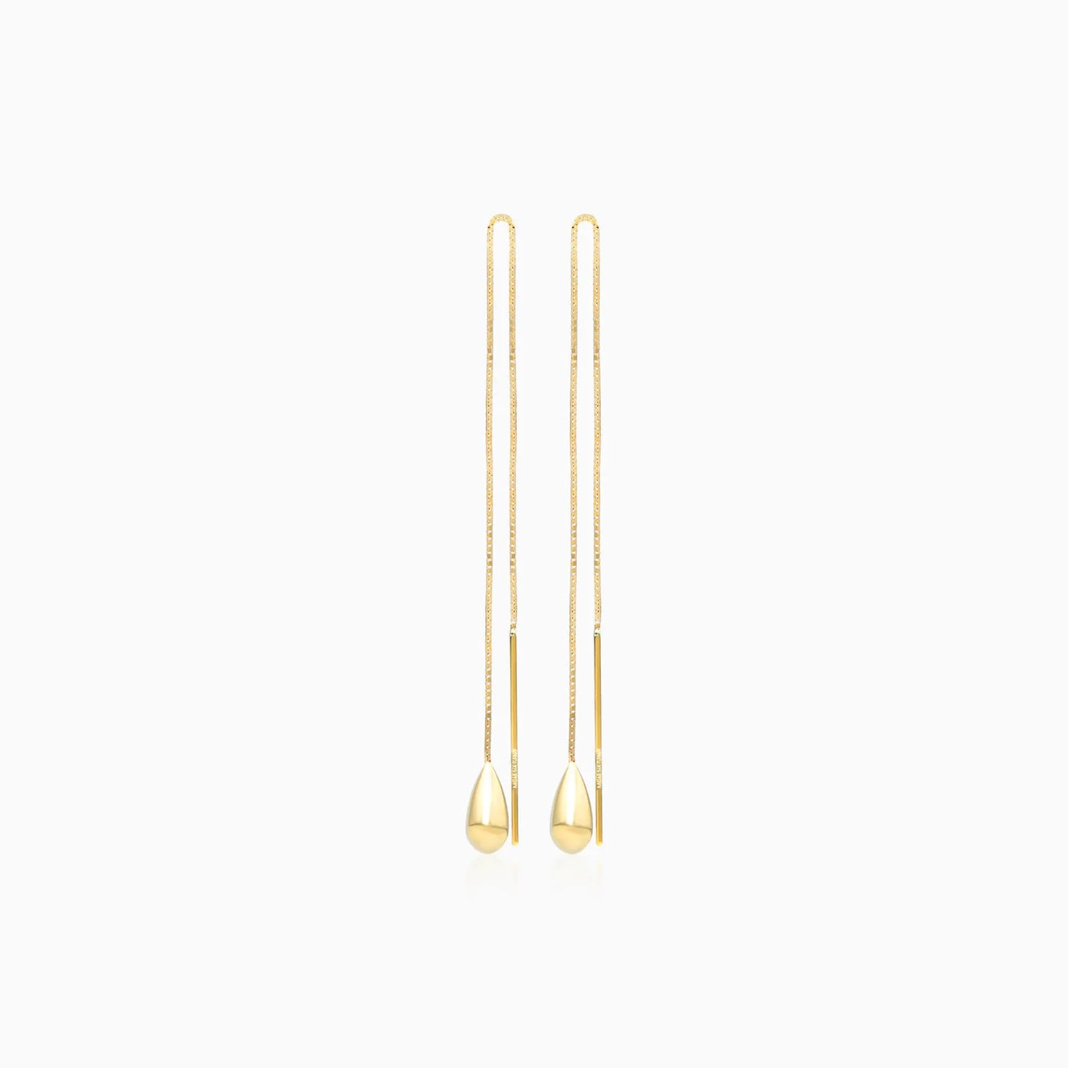 Brinco de Rosca Com Lagrima de Ouro 18k Feminino Luxo