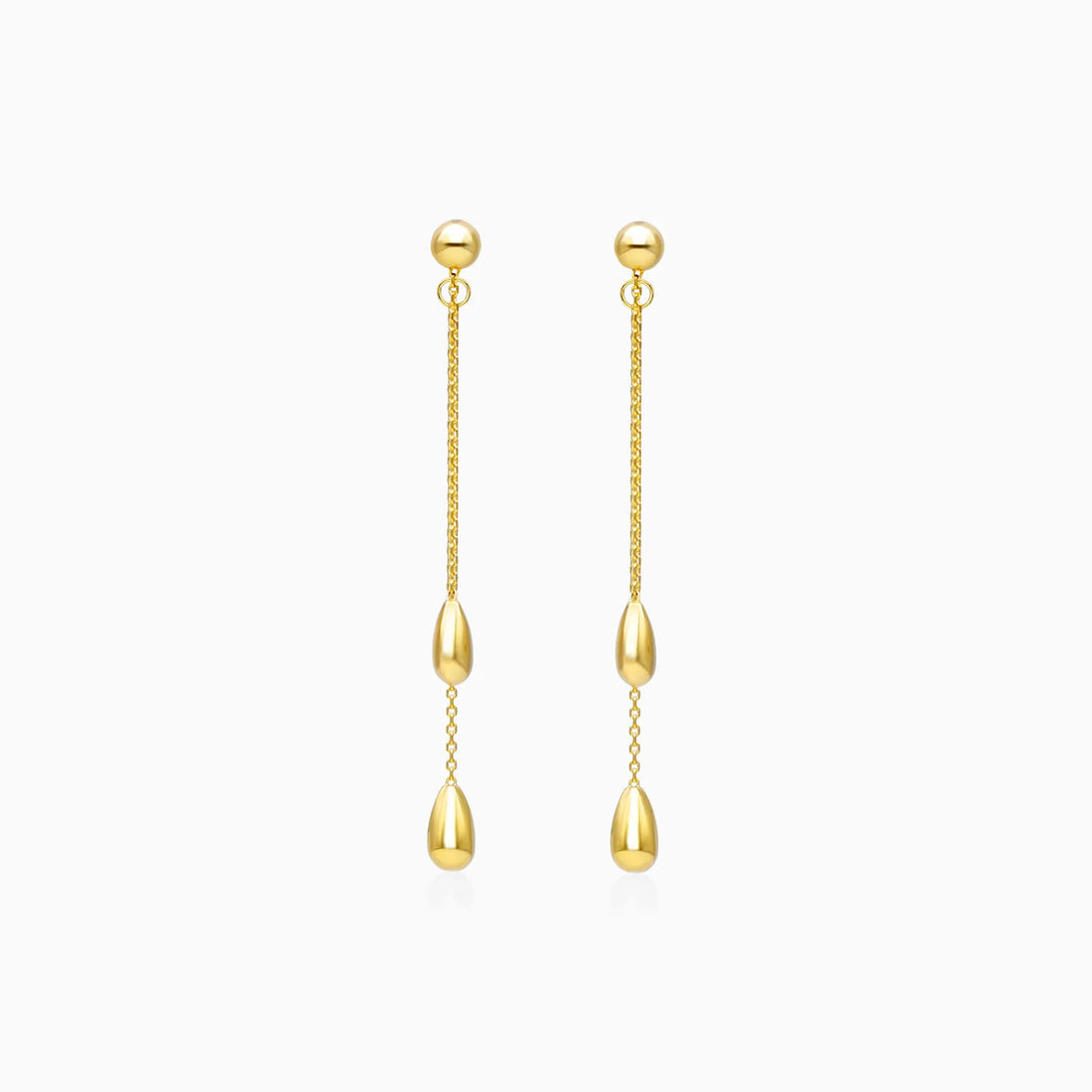 Brinco de Rosca Com Lagrimas de Ouro 18k Feminino Luxo