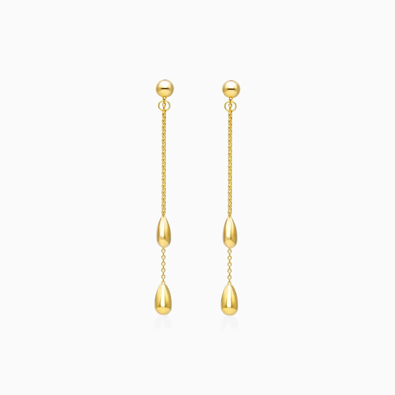 Brinco de Rosca Com Lagrimas de Ouro 18k Feminino Luxo