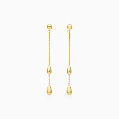 Brinco de Rosca Com Lagrimas de Ouro 18k Feminino Luxo