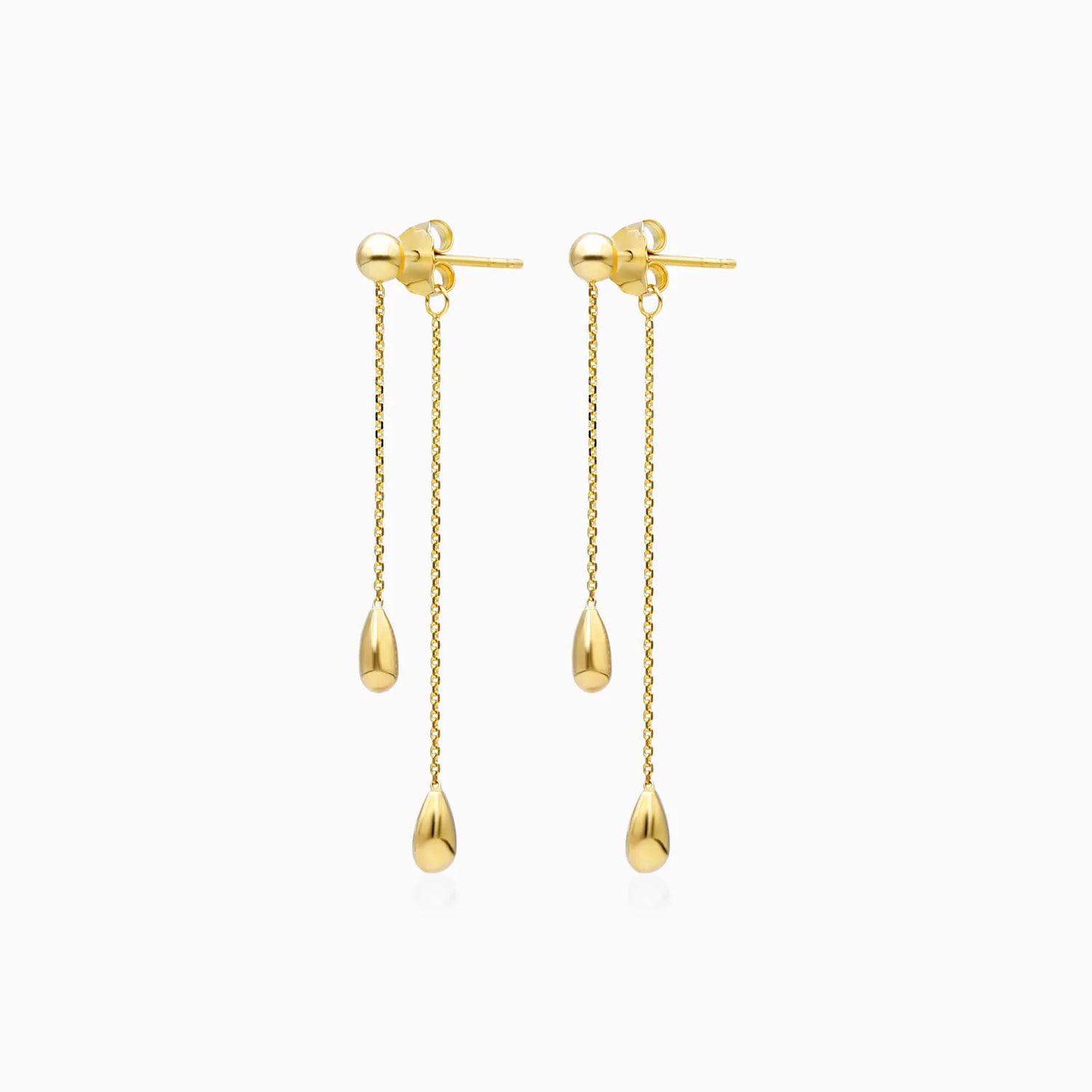 Brinco de Rosca Com Lagrimas de Ouro 18k Feminino Luxo