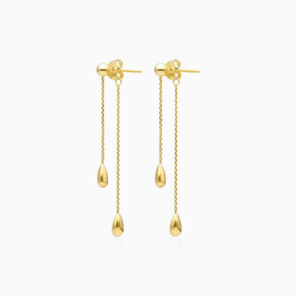 Brinco de Rosca Com Lagrimas de Ouro 18k Feminino Luxo