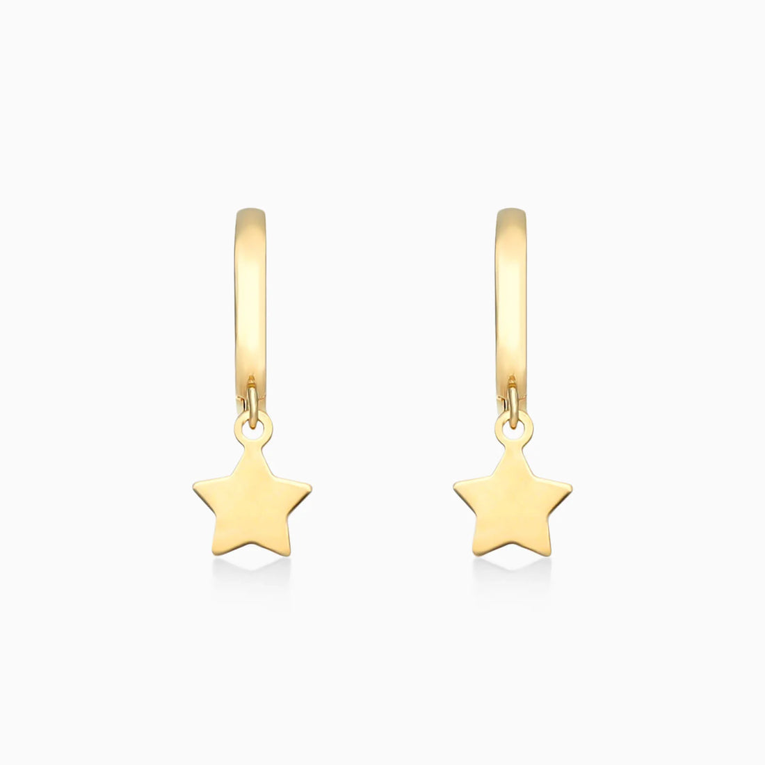 Brinco de Argola Com Estrela de Ouro 18k Feminino Luxo