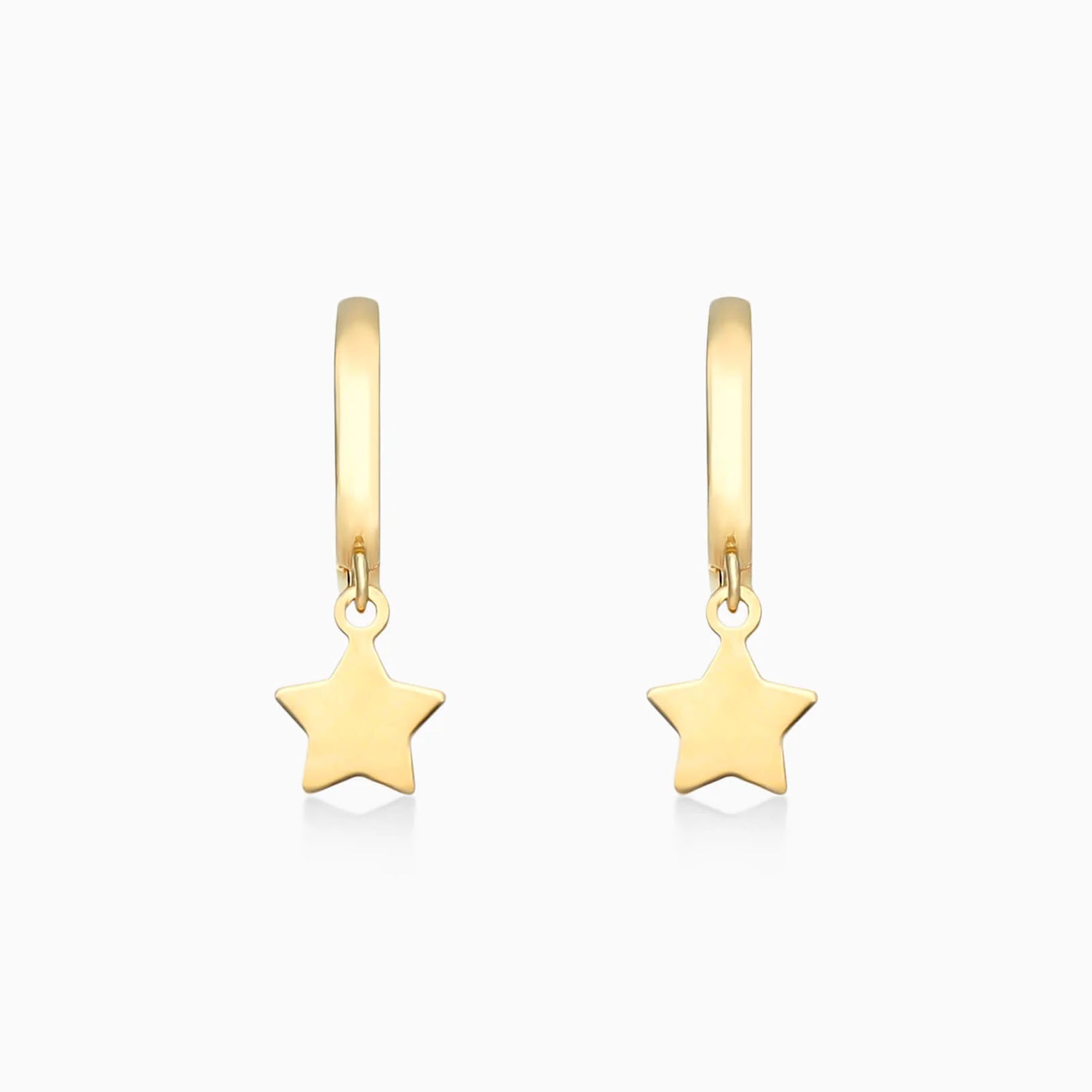 Brinco de Argola Com Estrela de Ouro 18k Feminino Luxo