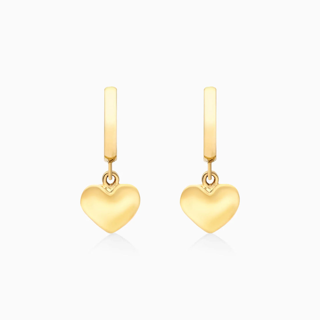 Brinco de Argola Com Coração de Ouro 18k Feminino Luxo
