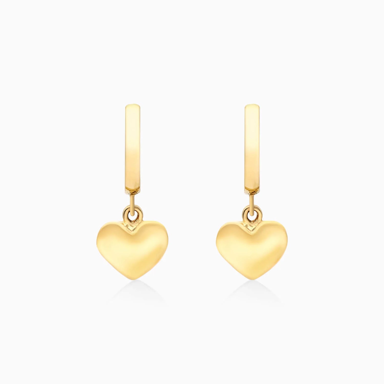 Brinco de Argola Com Coração de Ouro 18k Feminino Luxo