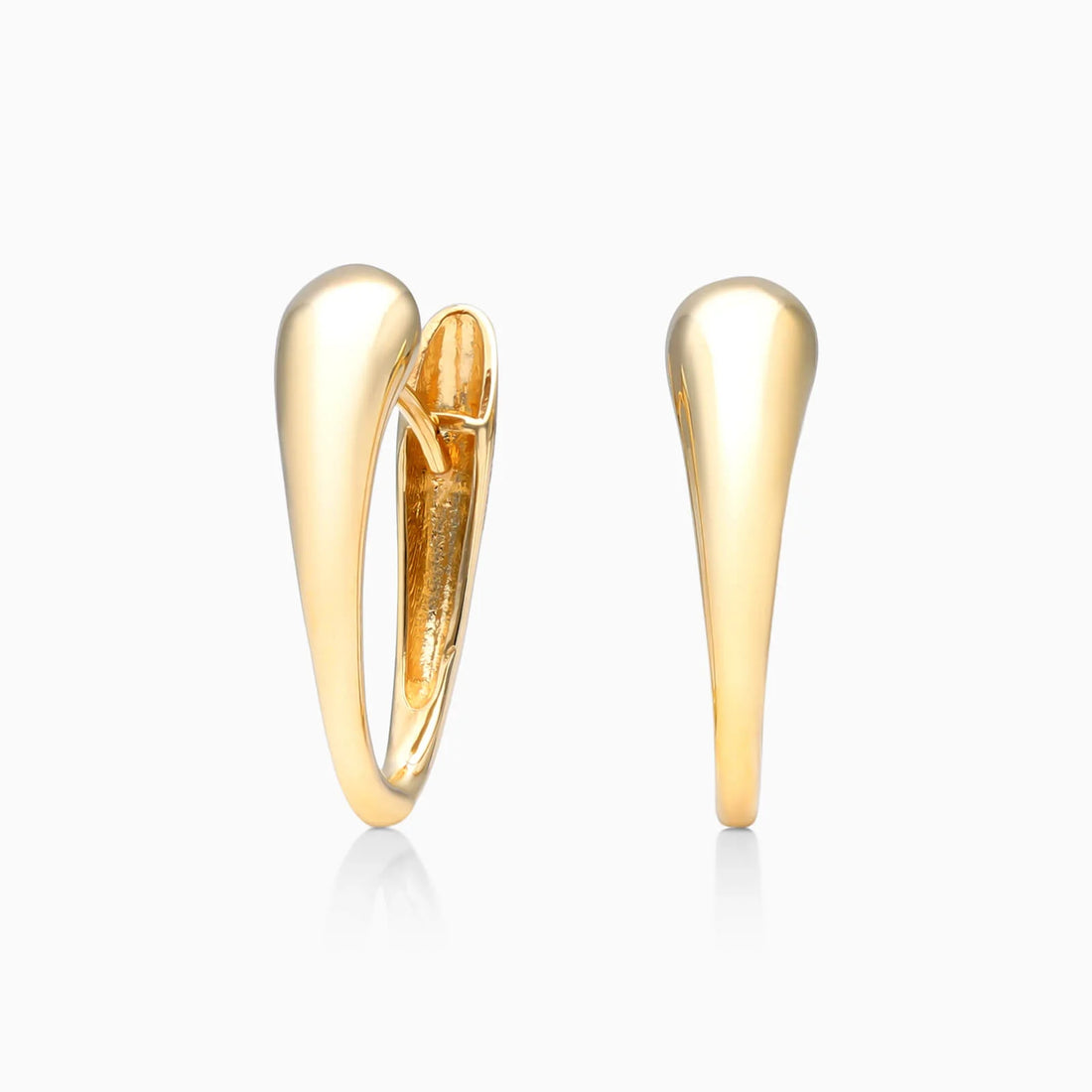 Brinco de Argola Ovais Cônicos de Ouro 18k Feminino Luxo