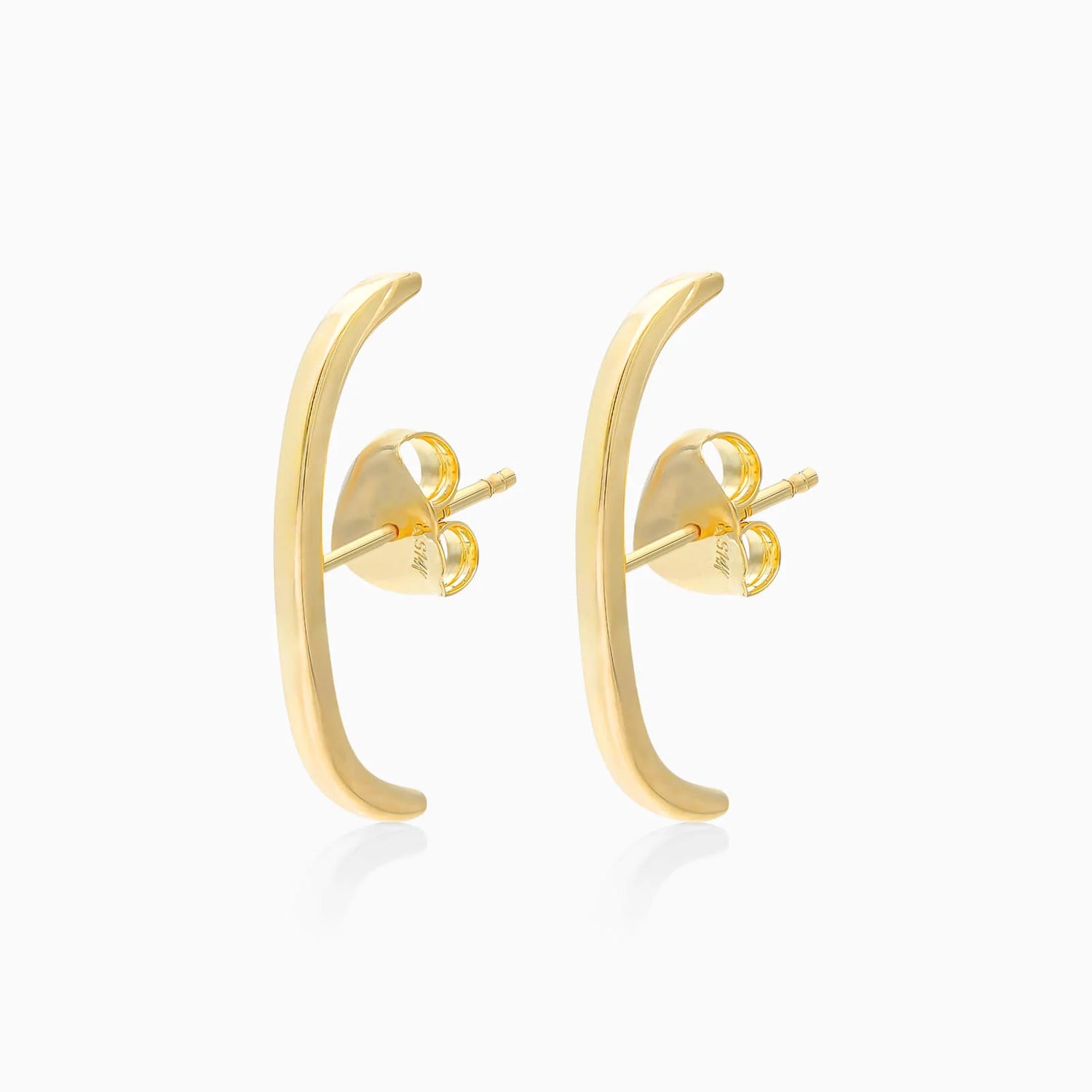 Brincos de Barra Curva em Ouro 18k Feminino Luxo