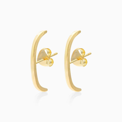 Brincos de Barra Curva em Ouro 18k Feminino Luxo