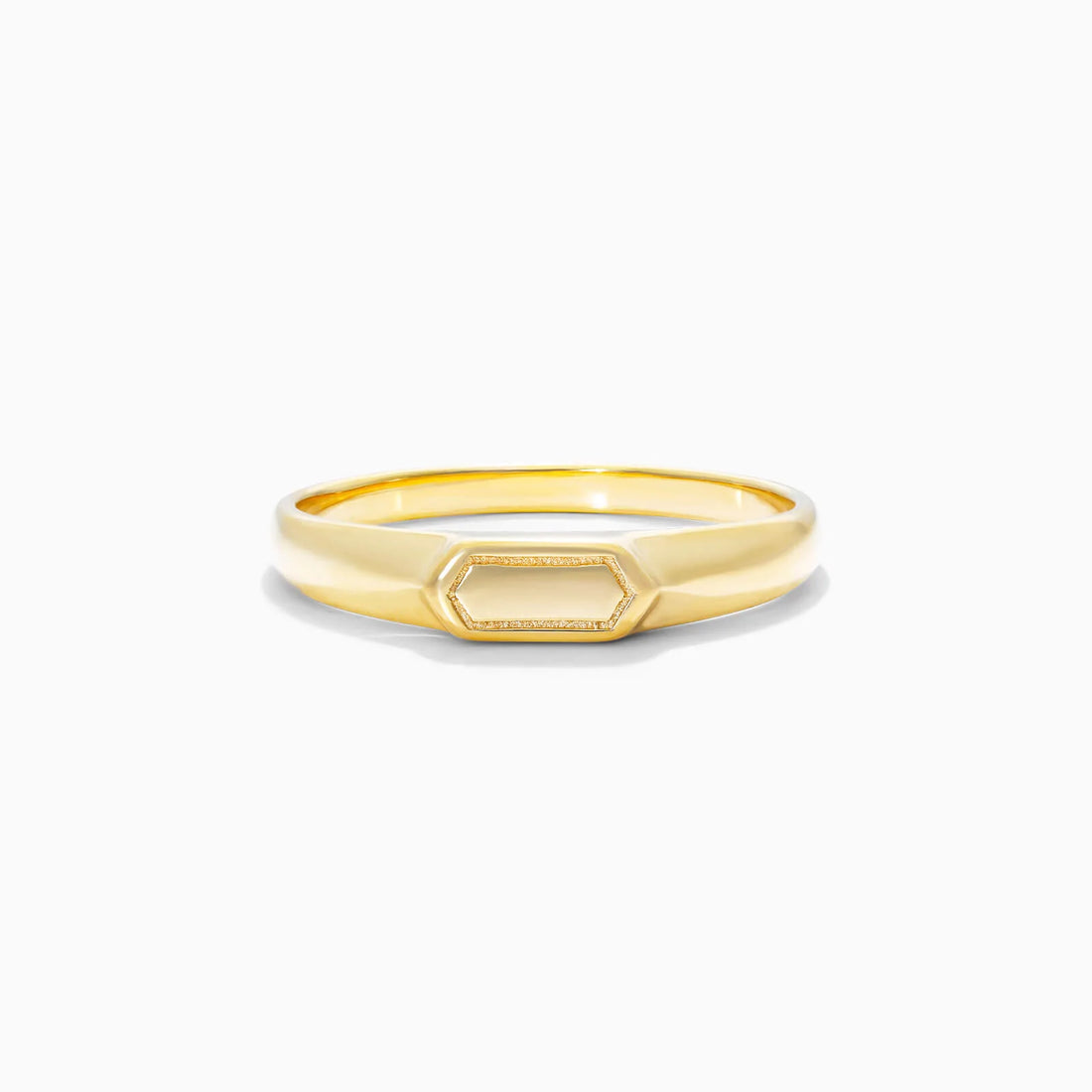 Anel Sinete De Ouro 18k Amarelo De Luxo Hexagono