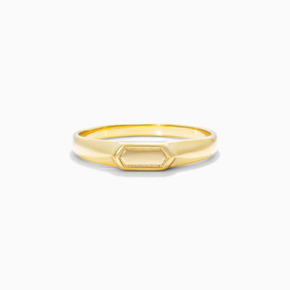 Anel Sinete De Ouro 18k Amarelo De Luxo Hexagono