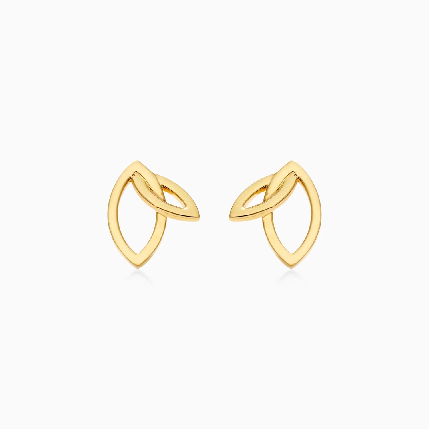 Brinco Folhas Dupla de Ouro 18k de Luxo