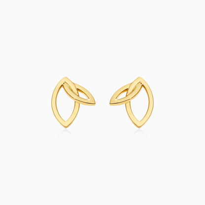 Brinco Folhas Dupla de Ouro 18k de Luxo