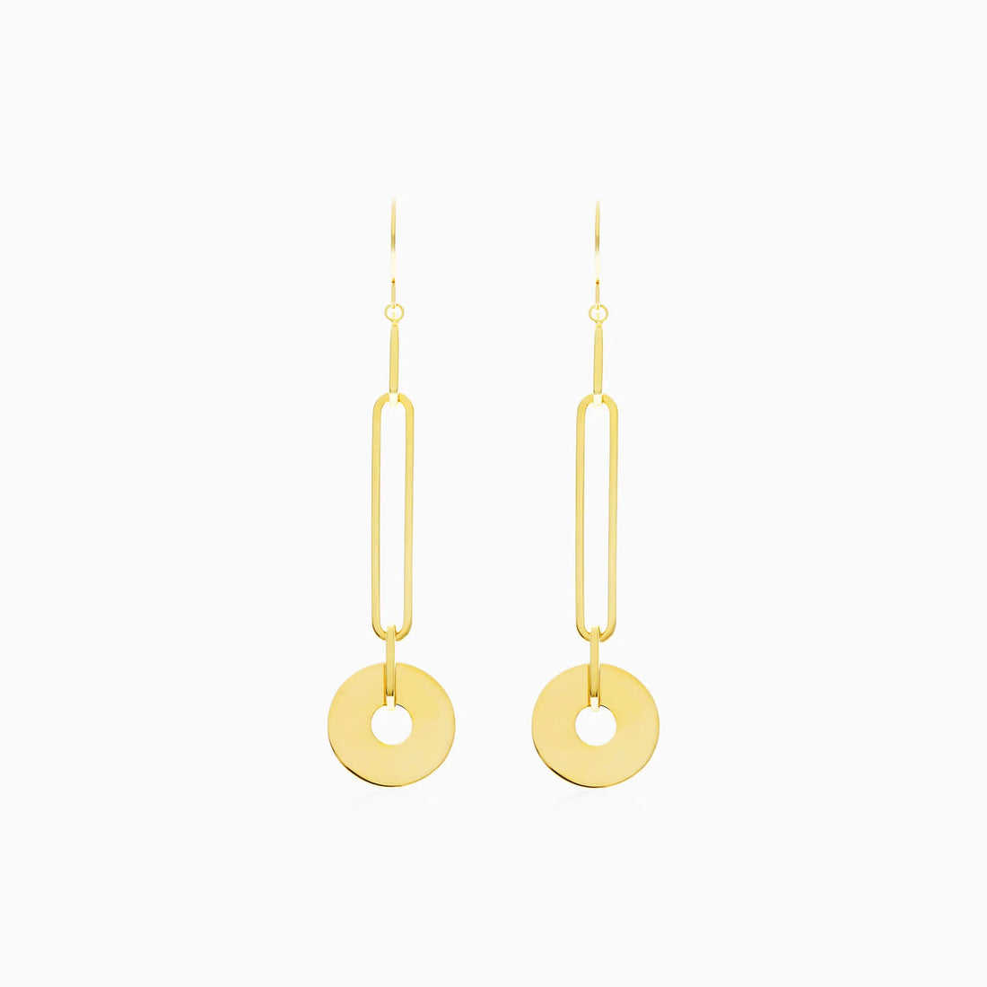 Brinco de Ouro 18k Clipes e Disco Luxo Feminino