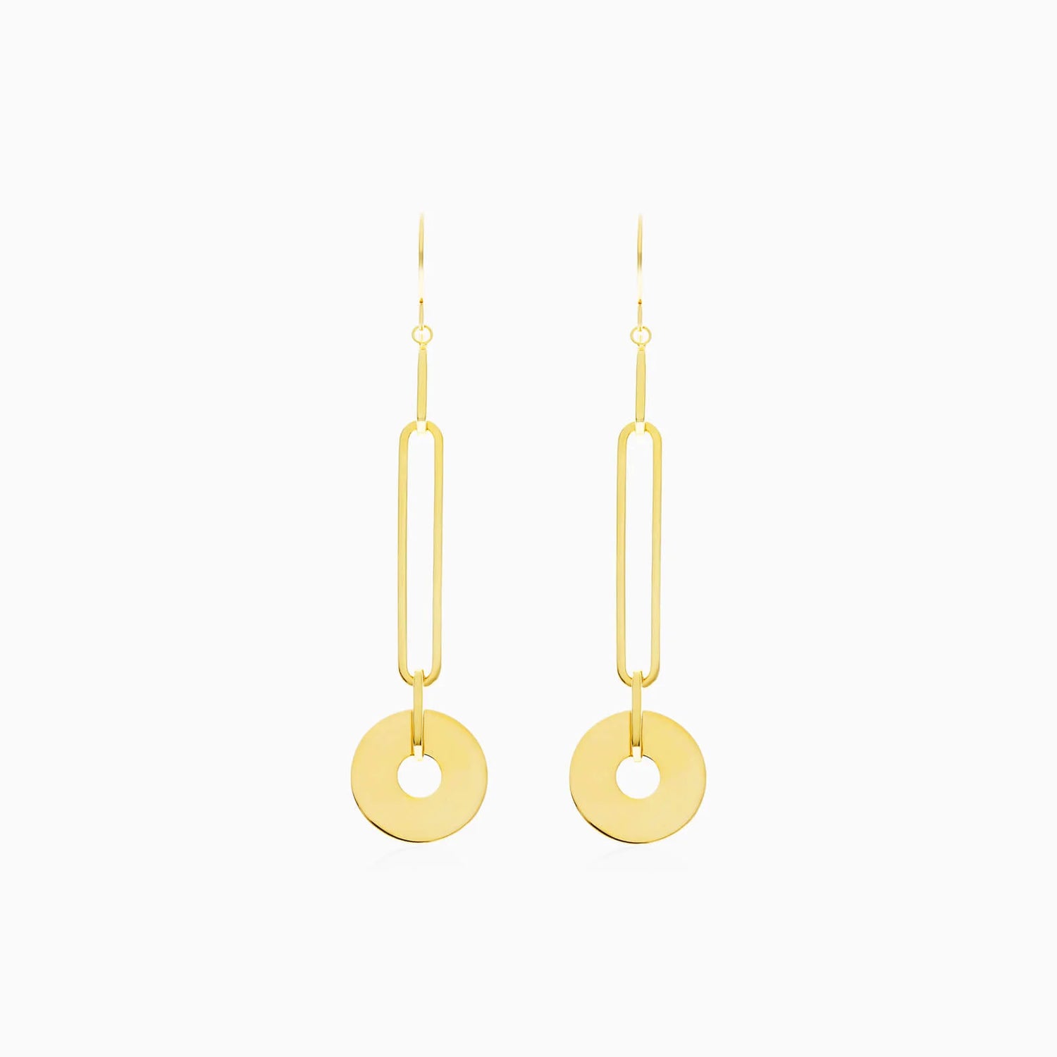 Brinco de Ouro 18k Clipes e Disco Luxo Feminino