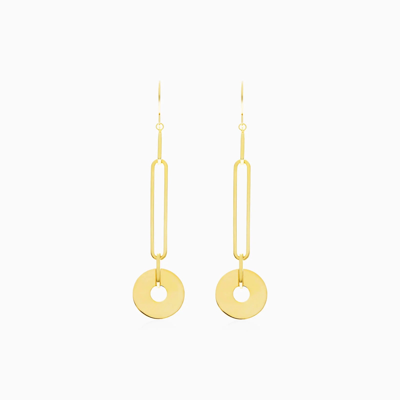 Brinco de Ouro 18k Clipes e Disco Luxo Feminino