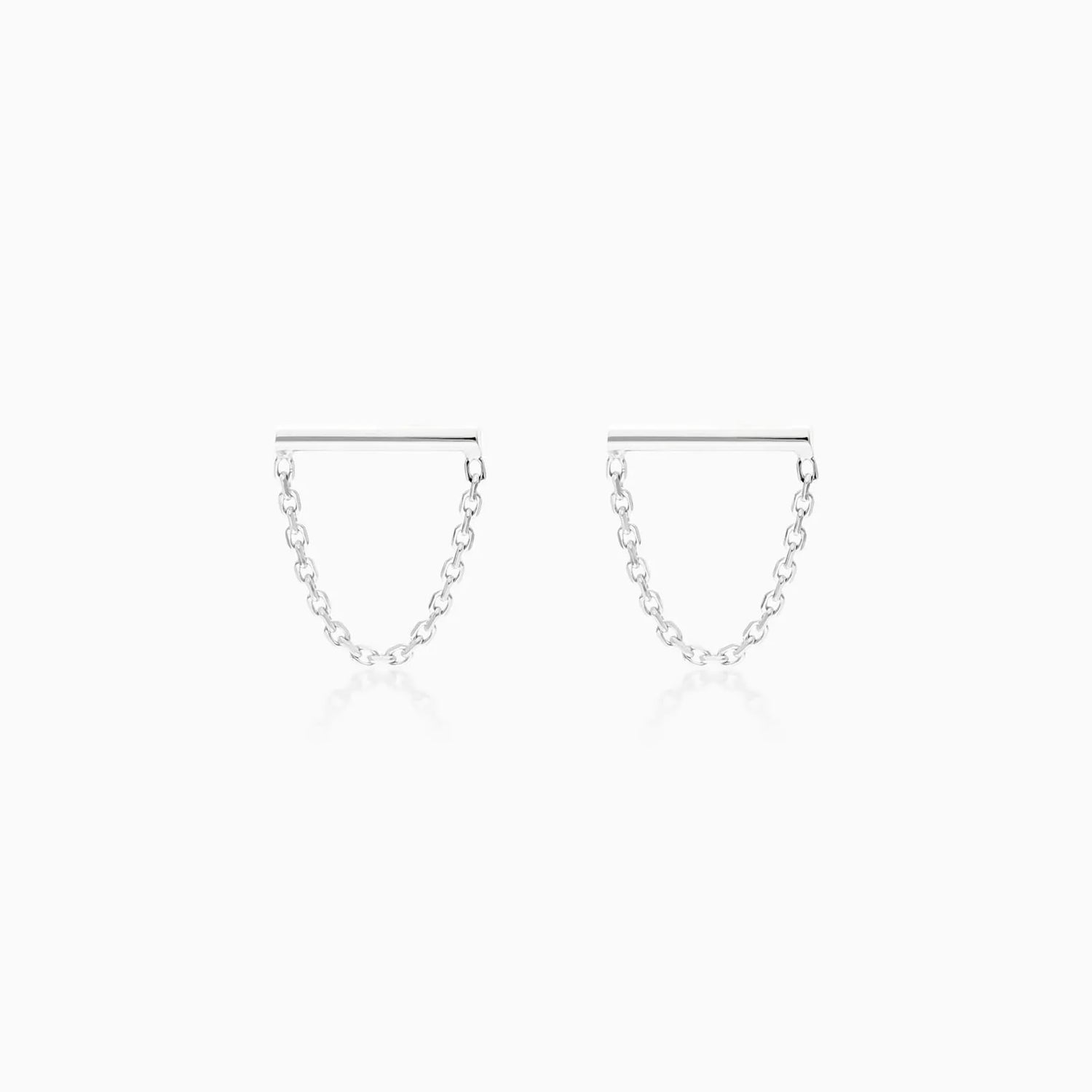 Brinco Barra Feminino em Ouro Branco 18k de Luxo