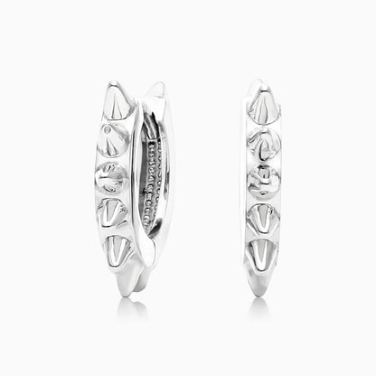 Brinco De Argolas Huggie C/ Triangulos em Ouro 18k Branco