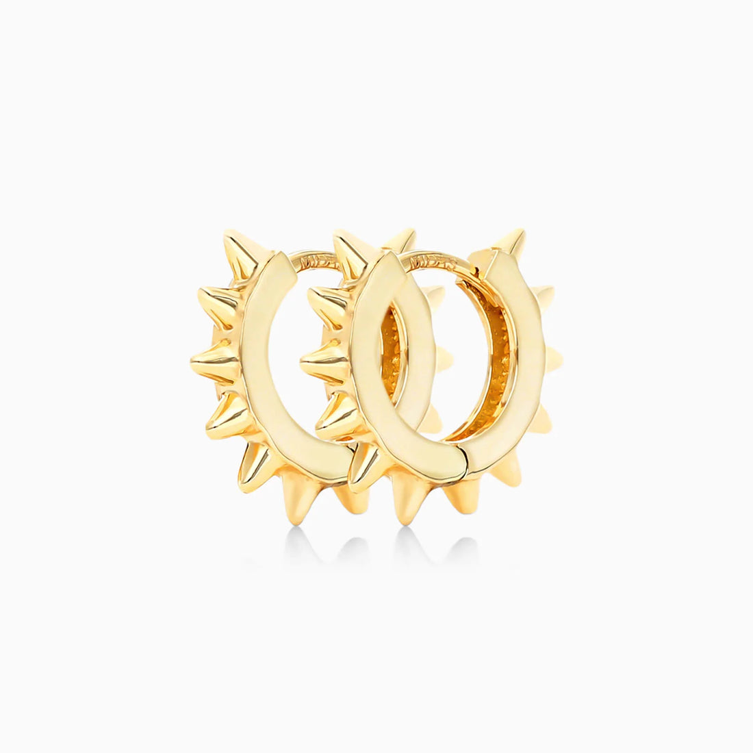 Brinco De Argolas Huggie C/ Triangulos em Ouro 18k Amarelo