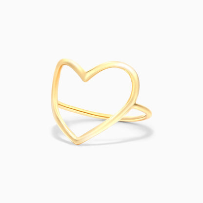 Anel De Ouro 18k Fio De Coraçao Aberto Delicado