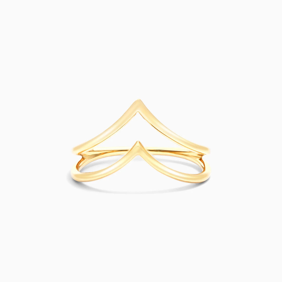 Anel De Ouro Amarelo 18k Fios Duplo Em V
