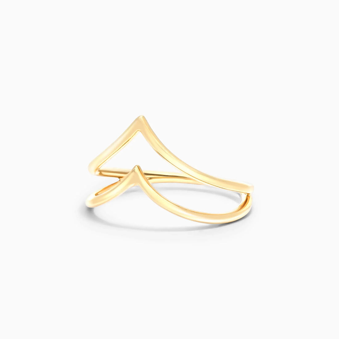 Anel De Ouro Amarelo 18k Fios Duplo Em V